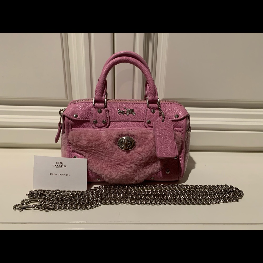 Coach Mini Rhyder 18 Satchel Shearling Bag - Gem